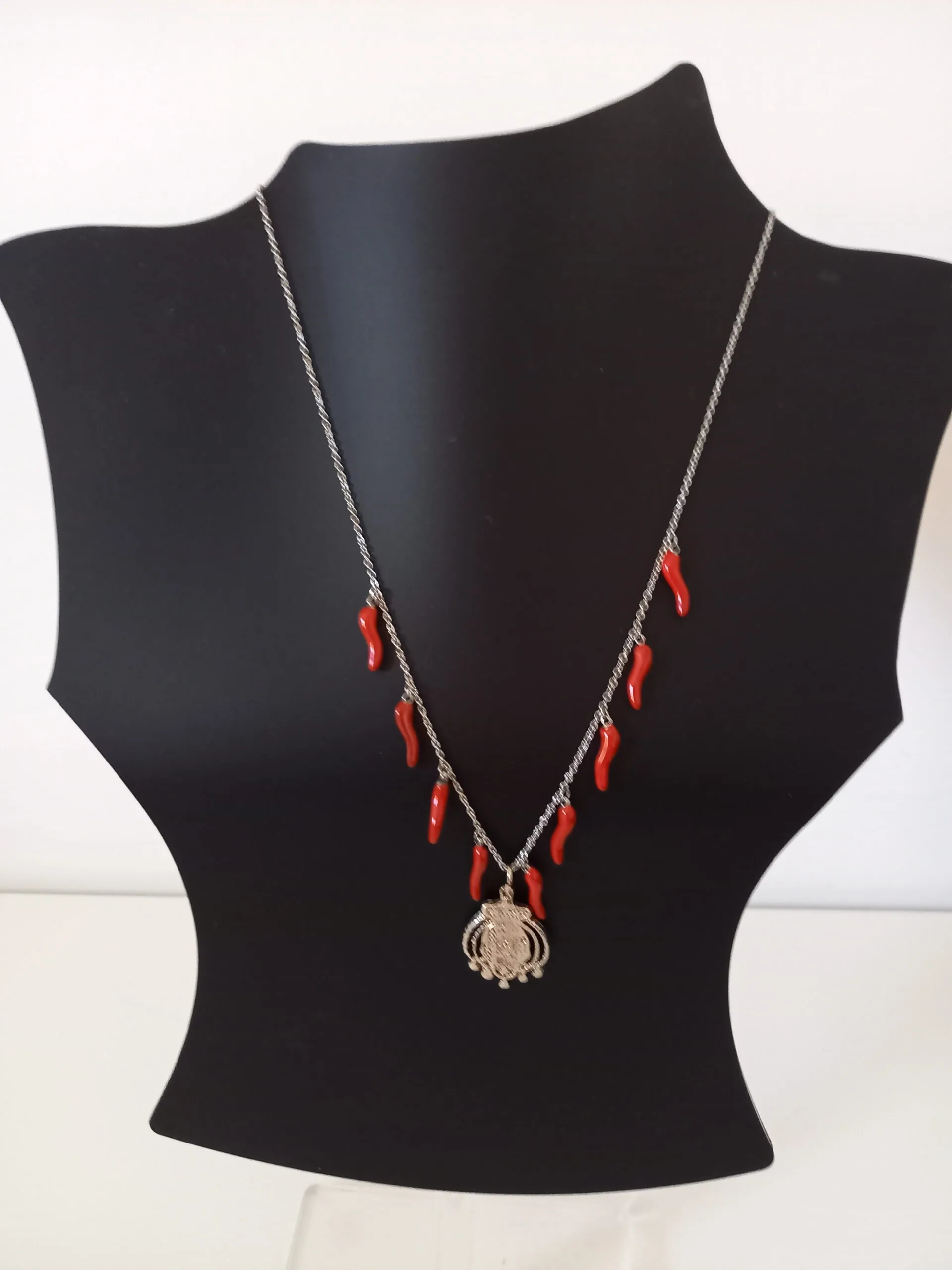 Collana donna 9 curnicielli napoletani e stemma Regno delle due Sicilie in Nichel - immagine 4