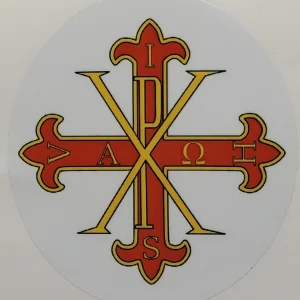 COPPIA ADESIVI SACRO MILITARE ORDINE COSTANTINIANO SENZA SCRITTA 7X8 CM SFONDO BIANCO ADESIVO