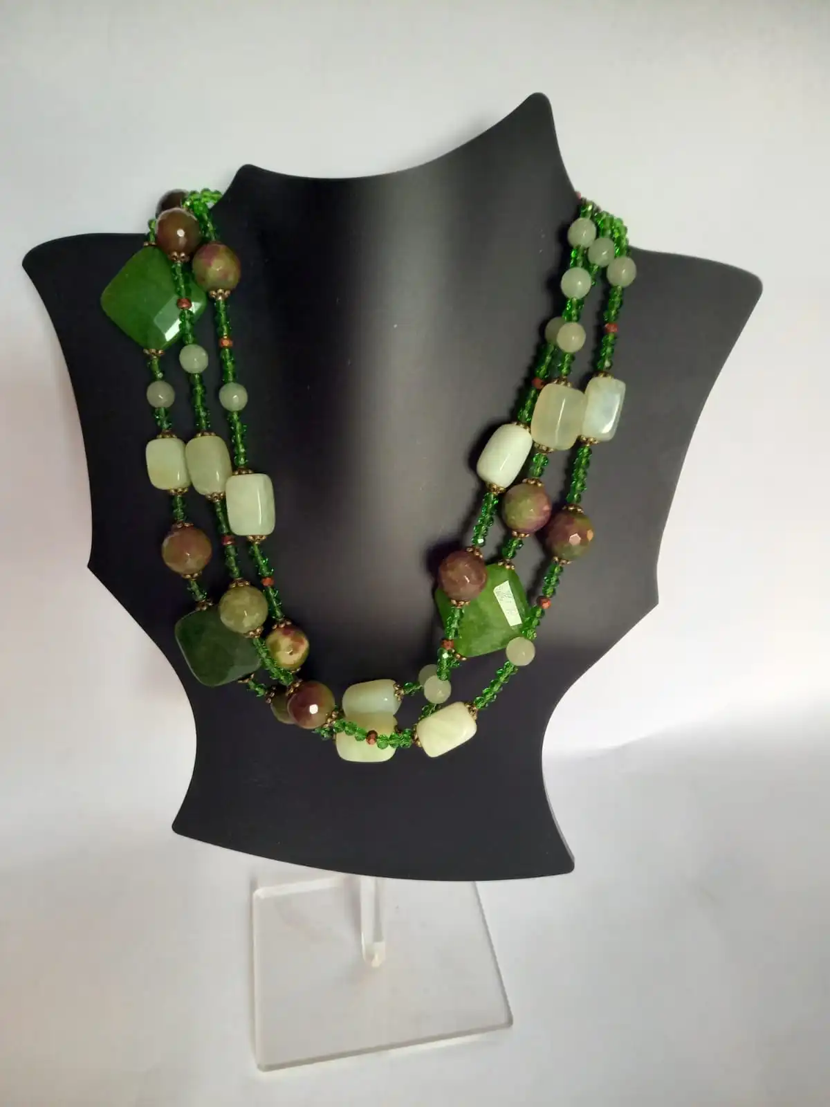 COLLANA DA DONNA ROMBI E PERLE AGATA, PIETRE NATURALI E CRISTALLI