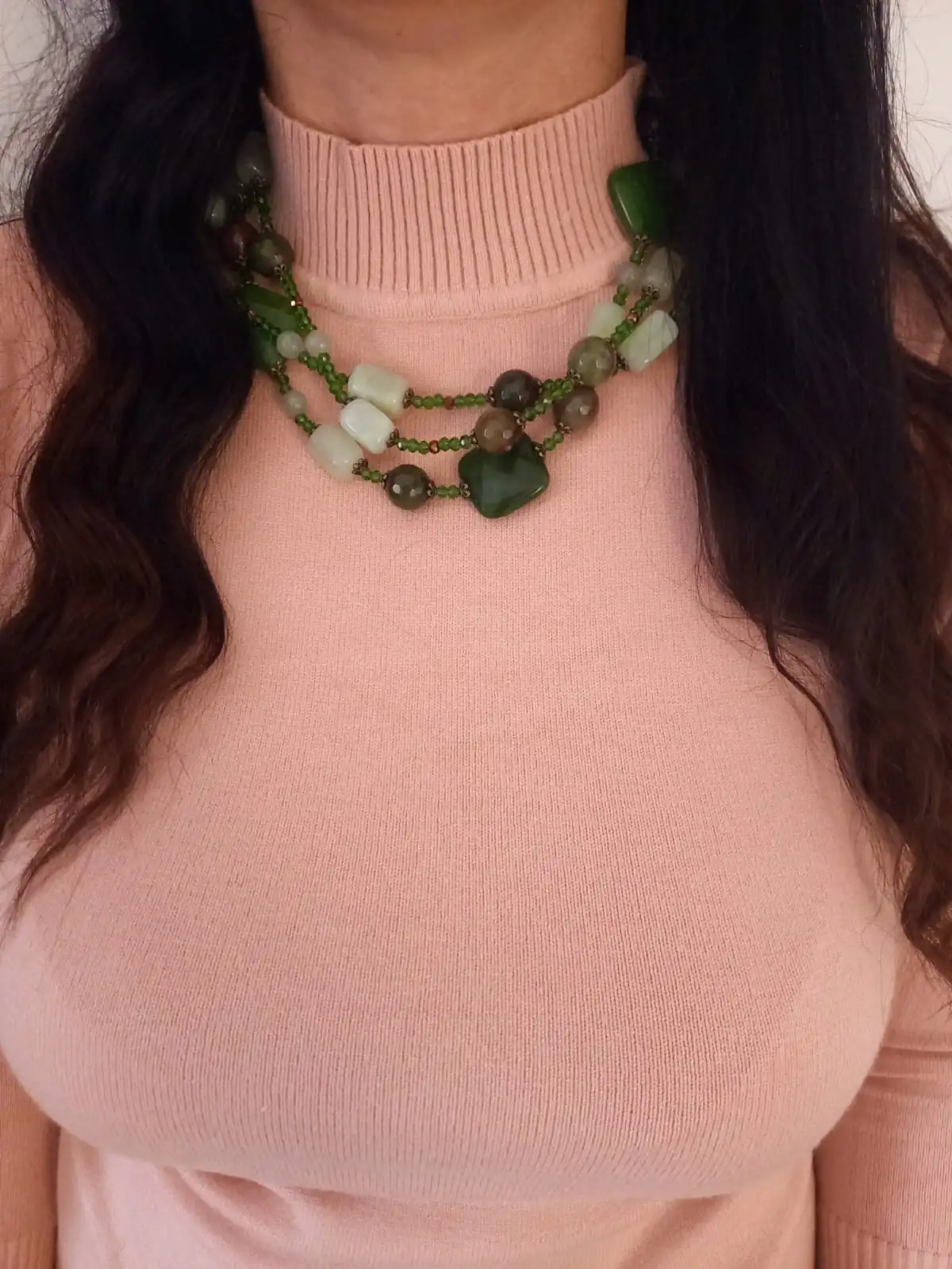 COLLANA DA DONNA ROMBI E PERLE AGATA, PIETRE NATURALI E CRISTALLI - immagine 3