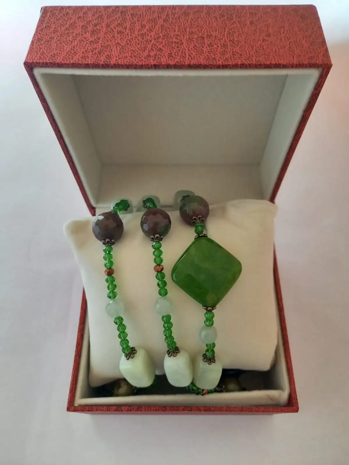 COLLANA DA DONNA ROMBI E PERLE AGATA, PIETRE NATURALI E CRISTALLI - immagine 4