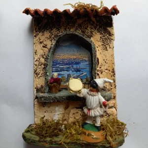 Magnete San Gregorio Armeno Golfo e porto di Napoli con Pulcinella tammorra