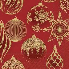 IHR Schonhuber Tovaglioli di Carta Shining Baubles Red Gold