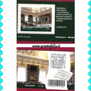 TESSERA FILATELICA ITALIA 2015 nuova ” BIBLIOTECA VITTORIO EMANUELE III  ” € 3,00
