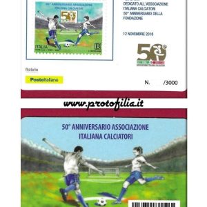 TESSERA FILATELICA ITALIA 2018 nuova ” ASSOCIAZIONE CALCIATORI ” € 4,00