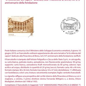 BOLLETTINO ILLUSTRATIVO ITALIA 2019 nuovo ” PINACOTECA DI BRERA ” €5,00