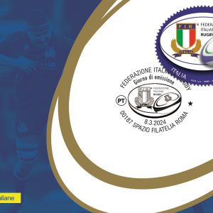 CARTOLINA FILATELICA ITALIA 2024 NUOVA ” FEDERAZIONE ITALIANA RUGBY ” €5,00