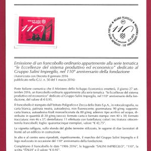 BOLLETTINO ILLUSTRATIVO ITALIA 2016 nuovo ” GRUPPO SALINI – IMPREGILO ” €4,50