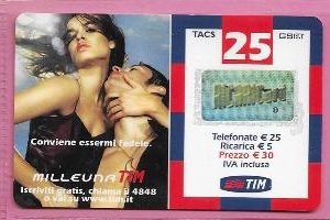 SCHEDE TELEFONICHE – RICARICARD TIM – Serie MILLEUNATIM € 25.00 n. MUT25-P Scad. Dic. 2005 usata € 0.69