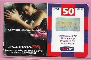SCHEDE TELEFONICHE – RICARICARD TIM – Serie MILLEUNATIM € 50.00 n. MUT50-M Scad. Nov. 2005 usata € 0.99