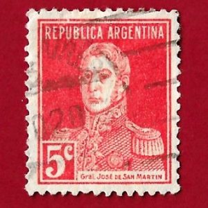 Francobollo ARGENTINA 1924 YT 301  “Generale Josè de Martin ” usato € 0,20