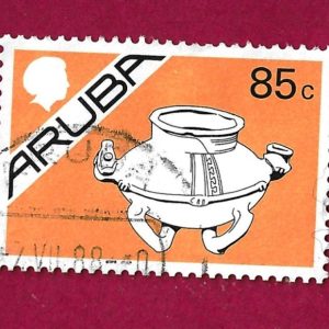 FRANCOBOLLO ARUBA 1987 YT 302 Usato ” Edifici, animali e vita ad Aruba ” €0,60
