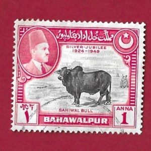FRANCOBOLLO BAHAWALPUR 1949 YT 21 usato ” 5° anniversario del regno di Sadeq Mohammad Khan V (1924-1949)”  €8,00