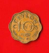 CEYLON 1951 10 Cents KCC Km121 €2.00 Circulated