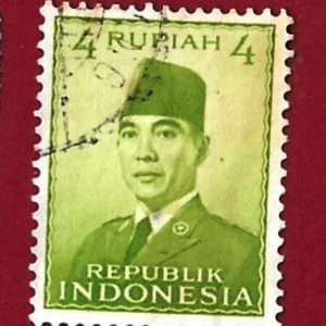 Francobollo INDONESIA 1953 YT 66 Usato ” Presidente Sukarno ” € 0.20