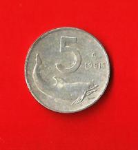 ITALIA – ITALY 1951 5 Lira Km92 € 1.00 Circulated