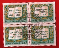 ITALIA – ITALY 1958 YT 756  QUARTINA – QUATRAIN Used € 0.70