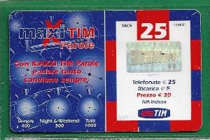 SCHEDE TELEFONICHE – RICARICARD TIM – Serie MAXXI TIM PAROLE € 25.00 n.MTP25-K  Scad. Set.2006 usata € 0.69