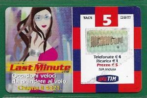 SCHEDE TELEFONICHE – RICARICARD TIM – Serie Last Minute € 5.00 n. LM4-C Scad. Ott. 2004 usata € 0.49
