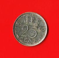 OLANDA – NEDERLAND 1968 25 Cent  Km183 €0.80 Circulated